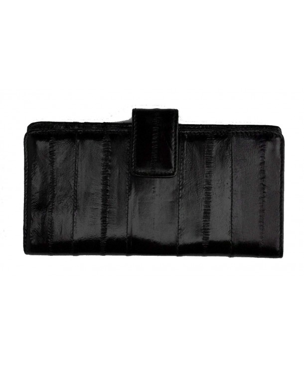 Eel Skin Credit Card Wallet New Sleek Design - Black - CC11HIZIOHN