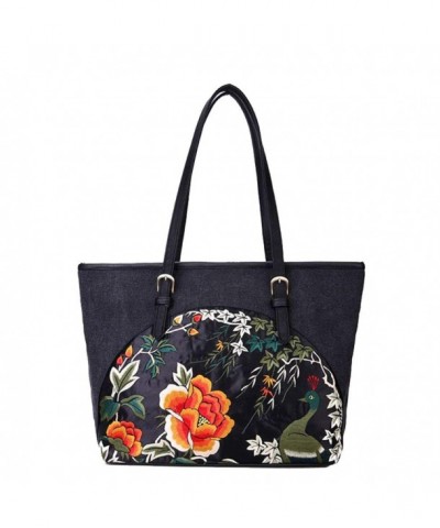 Womens Canvas Shoulder Embroidery Handbag