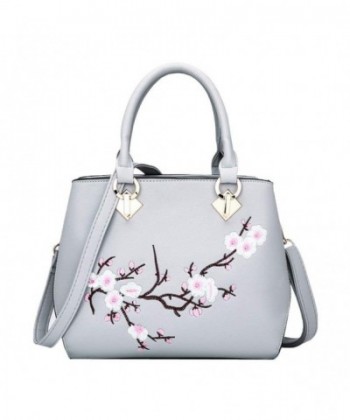 Donalworld Flower Handbag Embroidery Leather