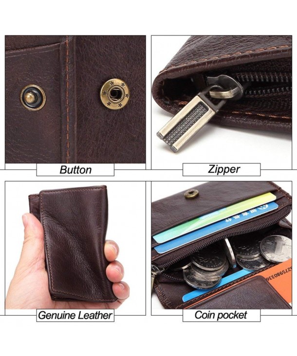 Leather Wallet Zipper RFID Credit Card Holder Protector ID Card Window ...