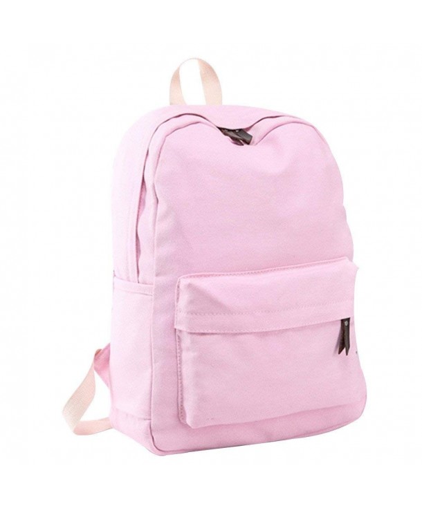 Canvas Shoulder Bag Backpack for Student Women Solid Color Rucksack ...