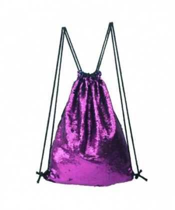 Tinksky Fashion Glitter Bag Sackpack Sequins Drawstring Backpack 3PP17005838VNV5108 Purple Blue 