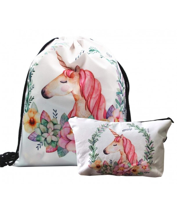 Unicorn Drawstring Backpack Makeup Bag