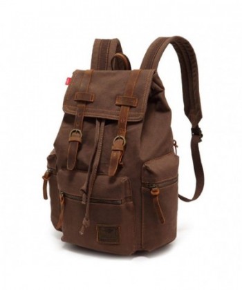 Vintage Canvas Leather Backpack Large Laptop Rucksack Bookbag Satchel ...