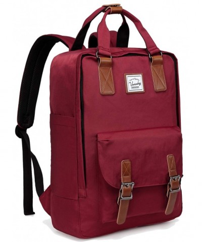 Backpack VASCHY Vintage Water Resistant Burgundy