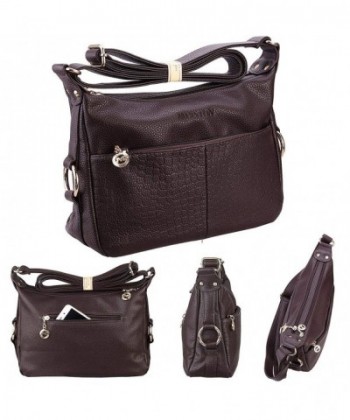 Womens Leather Shoulder Handbags Satchel - Dark Brown - CD18EEMW92E