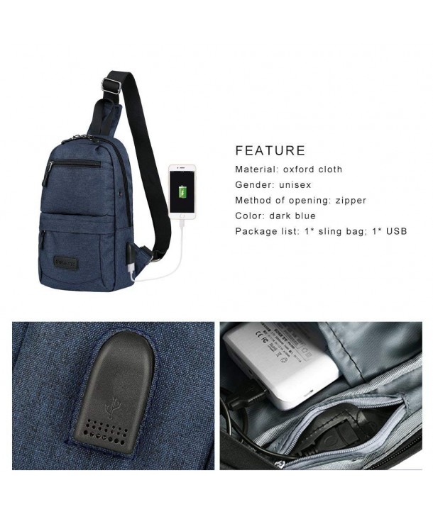 Sling Chest Shoulder Bag Pack Crossbody Bag with USB Port &Headphone ...
