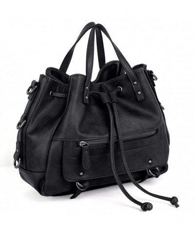 UTO Leather Shoulder Handbag Drawstring
