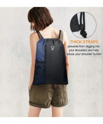 Drawstring Backpack Sports Children Pockets - Black/Navy - CJ18DCOKL7E