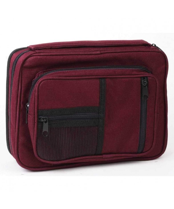 Burgundy Zipper Pocket Reinforced Canvas