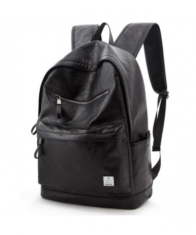 Leather Backpack College Computer Rucksack