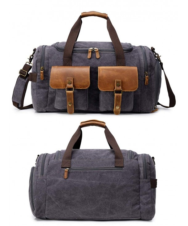 Canvas Duffle Bag Oversized Genuine Leather Weekend Bags for Men and ...