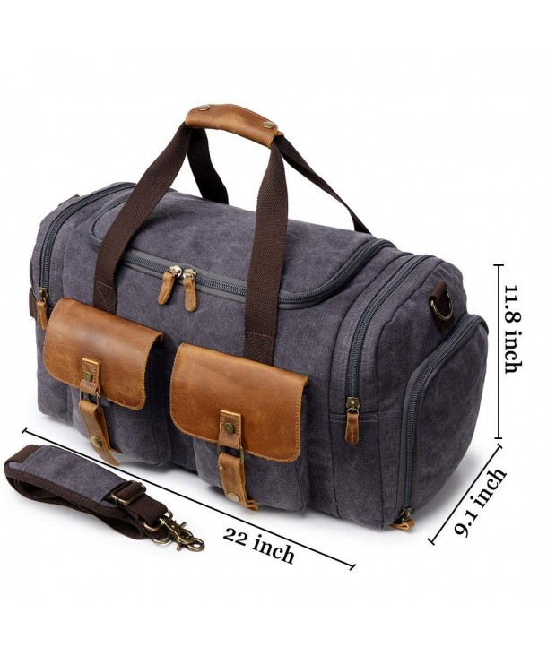 Canvas Duffle Bag Oversized Genuine Leather Weekend Bags for Men and ...
