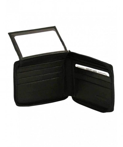 Black Leather Zippered Bifold Wallet