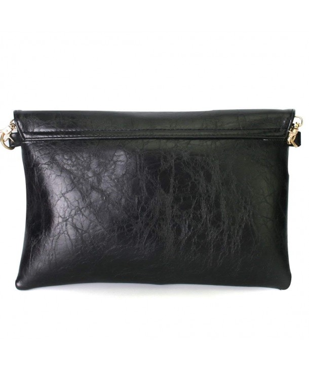 Missy K Retro Faux Leather Envelope Clutch Purse- + Money Clip - Black ...