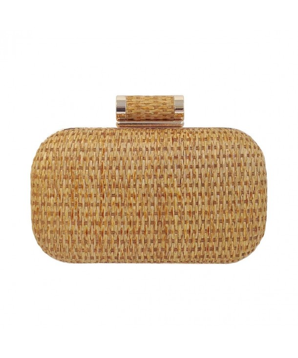 Raffia Straw Box Clutch Natural