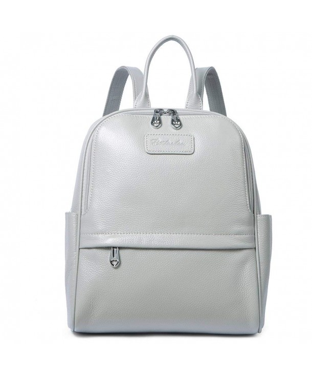 BOSTANTEN Genuine Leather Backpack Lightgray