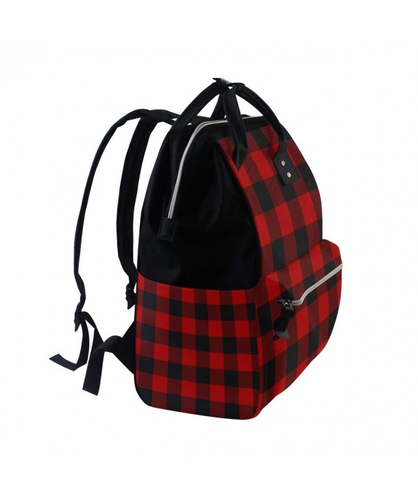 Merry Christmas Red Black Plaid Multi-function Diaper Bags Backpack ...