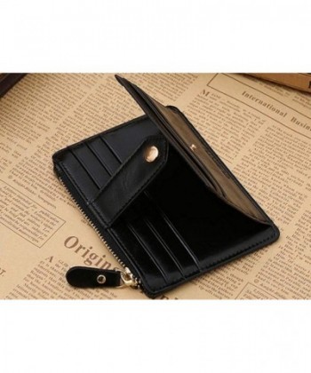 Mini Pu Leather Zipper Money Clip Wallet with Card Slots (Black ...
