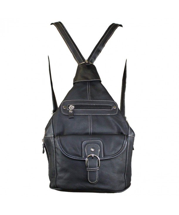 Women&#39;s Leather Sling Purse Handbag Convertible Shoulder Bag Tear Drop Backpack - Black ...