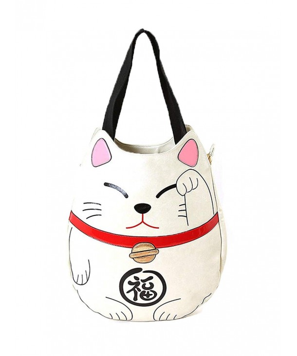 Sleepyville Critters Lucky Cat Maneki Neko Vegan Large Tote Handbag ...