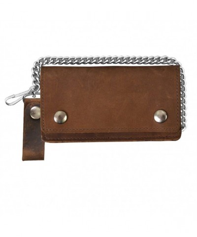 Leather Biker Billfold Wallet Distressed