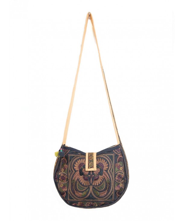 Changnoi Mocha Crossbody Embroidered Fabric