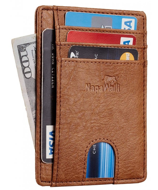 RFID Blocking Minimalist Genuine Leather Slim Front Pocket Wallet U ...