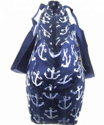 Anchor Print Nautical Canvas Tote Bag Travel Purse - Navy - CV11YJDO55H