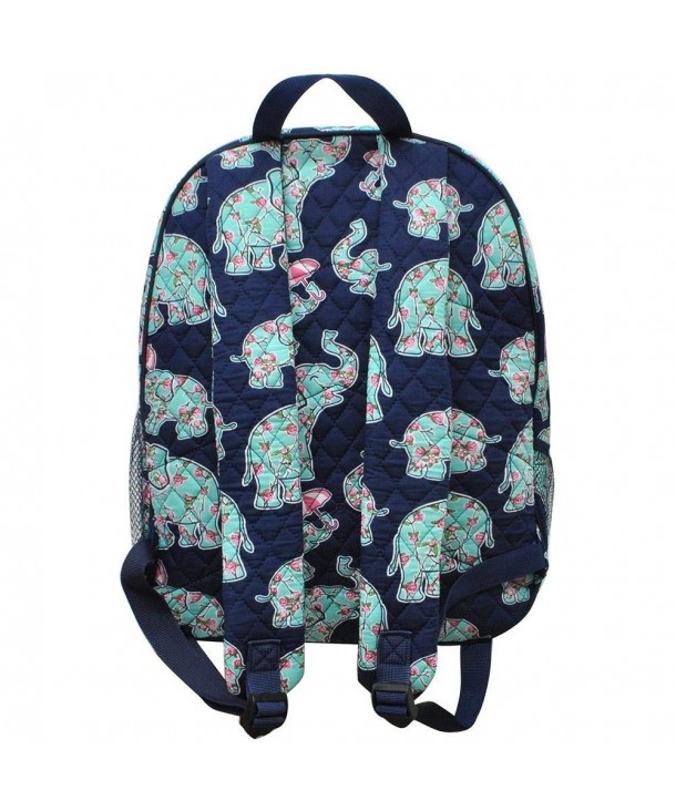 Quilted Dual Compartment Laptop School Backpack - Umbrella Elephant ...