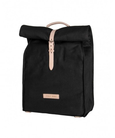 Italy Canvas Backpack Leather Black