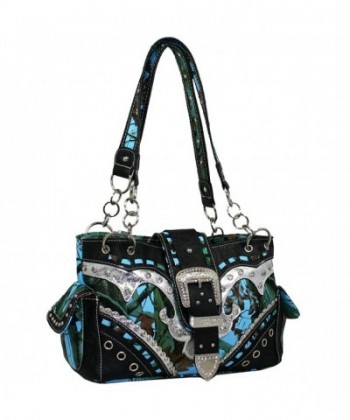 Western Print Rhinestone Accent Handbag