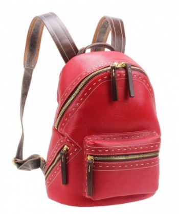 Leather Backpack Shoulder M6118 red