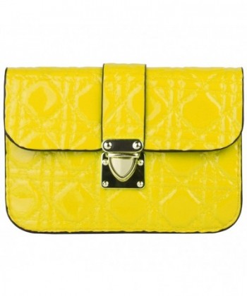 Yellow Quilted Womens Clutch Crystal