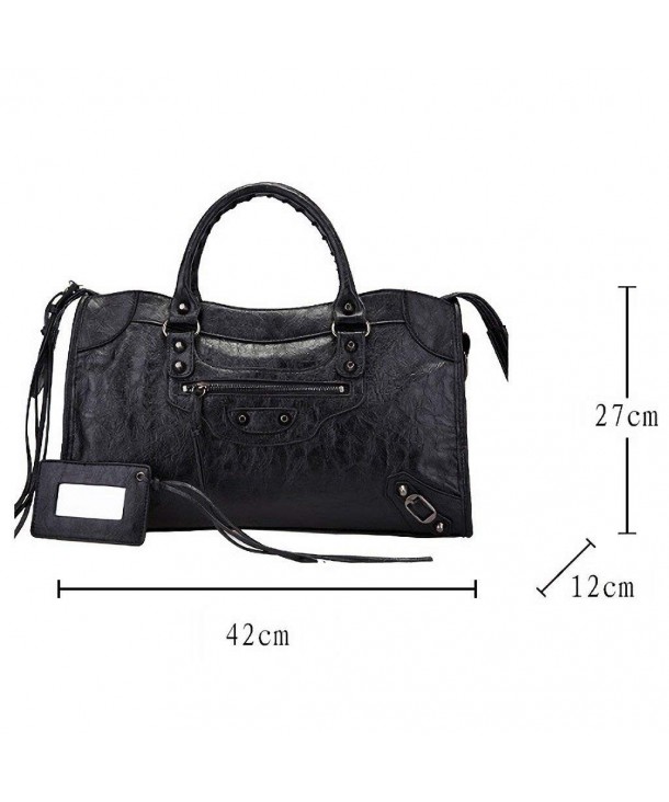 New Women Leather Black Studed Motorcycle Bags 42cm Large Size Shoulder ...