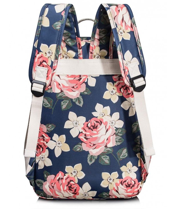 Floral School Backpack for Girls Travel Bag Bookbag Satchel Dark Blue ...