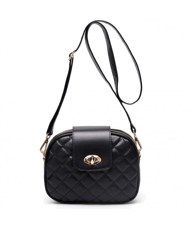 Small Crossbody Bag for Women Triple Zip Pocket Shoulder Bags Ladies Purses - Black - CI18I05E6DS