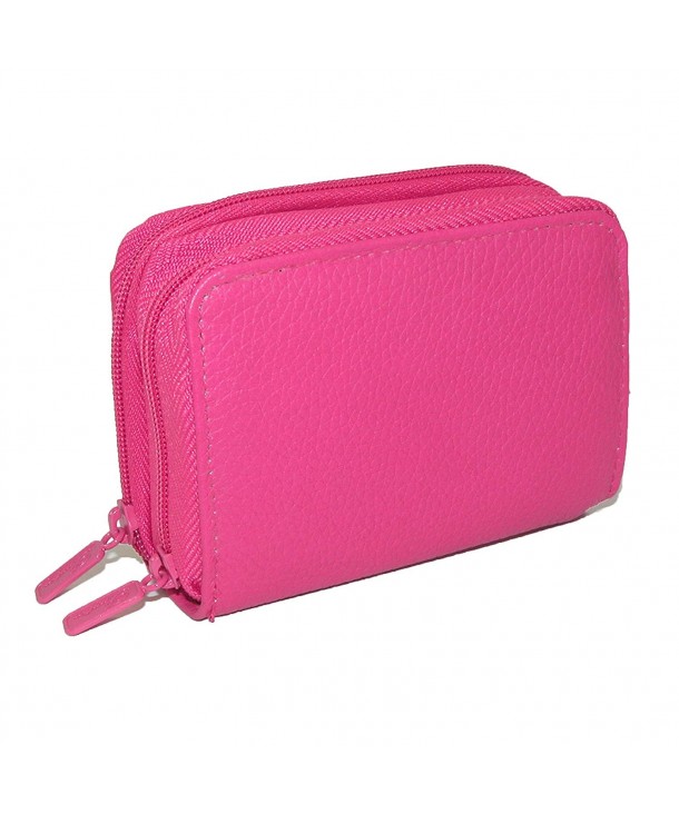 Buxton Womens Leather Accordion Fuchsia