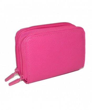 Buxton Womens Leather Accordion Fuchsia