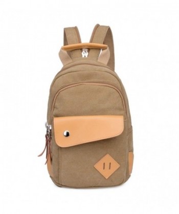 Topsung Leather Canvas Backpack Brown