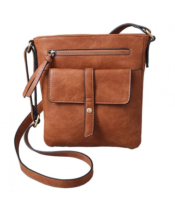 Women&#39;s Small Front Flap Solid Crossbody Purse Shoulder Bag Travel Satchel - Apricot - CX18H5YRM8W