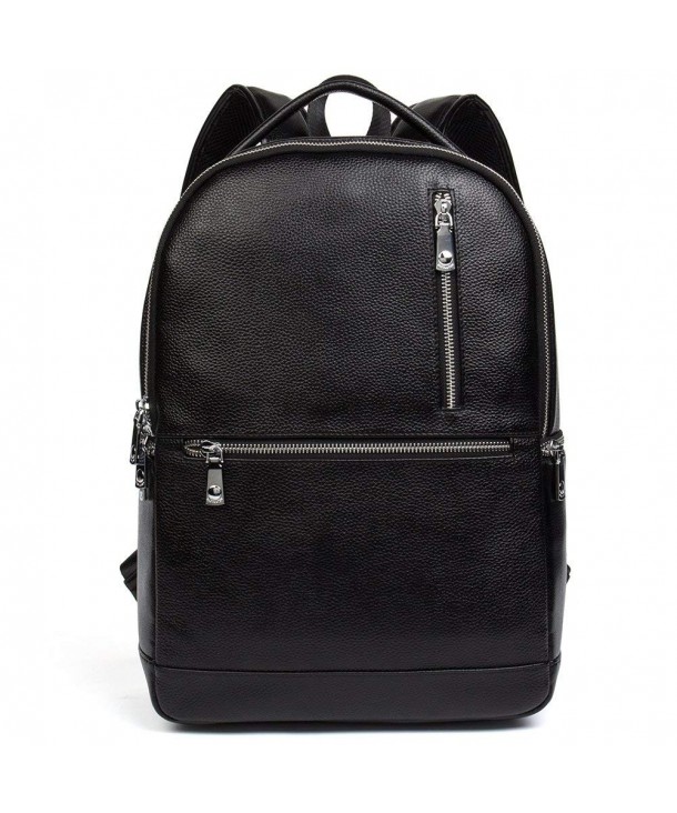 Leather Laptop Backpack Shoulder School Camping Travel Casual Bag ...