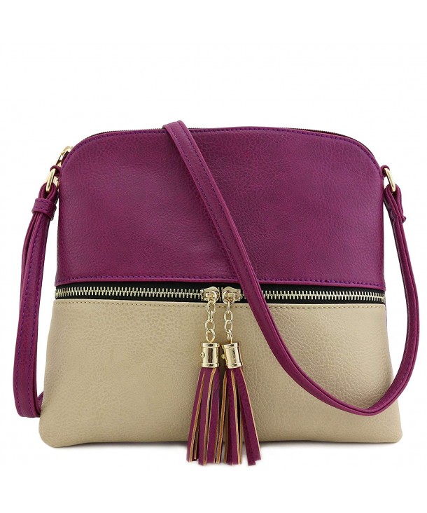 Tassel Accent Colorblock Crossbody Magenta