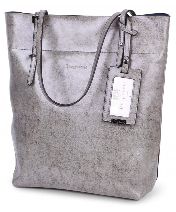 Womens Leather Tote Bag Shoulder Bags Handbags Purse for Ladies - Grey ...