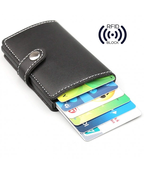 Men Women Mini Wallet Superfine fiber reinforced leather RFID Safe Card ...
