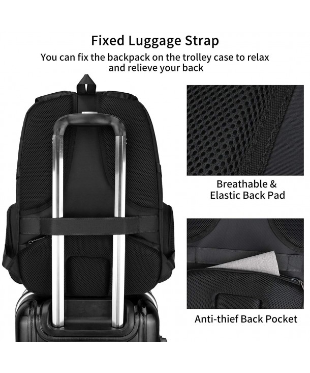 Travel Laptop Backpack- 35L Waterproof Hiking Rucksack Backpack Black ...
