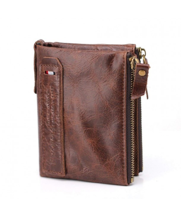 Genuine Leather RFID Blocking Men Short Bifold Wallet Slim Purses ...