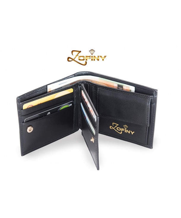 Luxury black leather wallet compartments