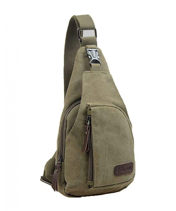 Mens Canvas Chest Pack Crossbody Sports Bag Satchel Shoulder Bag - Army ...