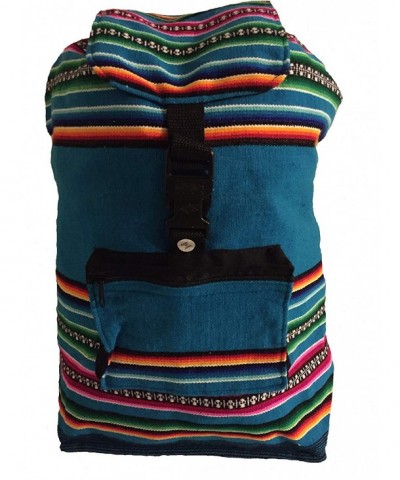 Beach Bag Backpack Teal Blue Rainbow